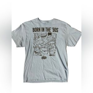 Nickelodeon Born In The 90s Blue Shirt Adult Medium Rugrats Hey Arnold